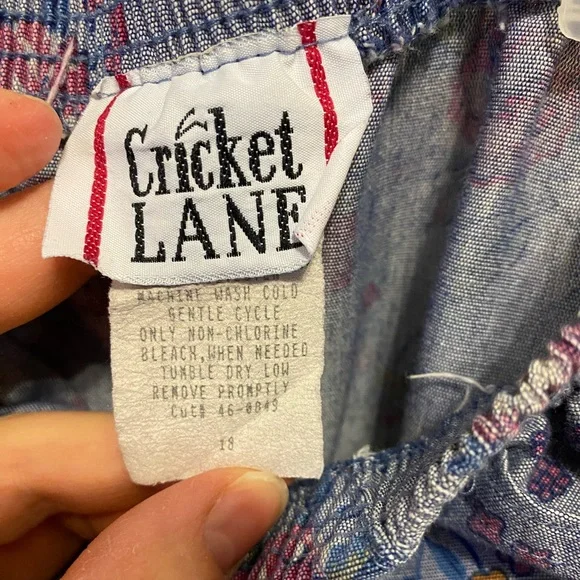 Vintage Cricket Lane A-line denim floral skirt size 18 elastic waist - Picture 4 of 4